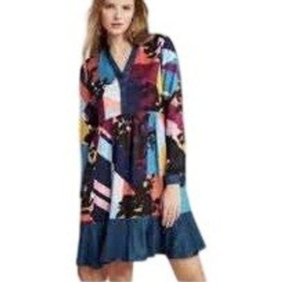 Maeve Dresses & Skirts - Maeve Anthropologie Geometric FloralPatchwork Women Mini Dress MultiColor S NWOT
